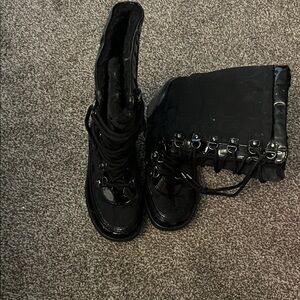 Coach Black Patent Lace-Up Women's Boots